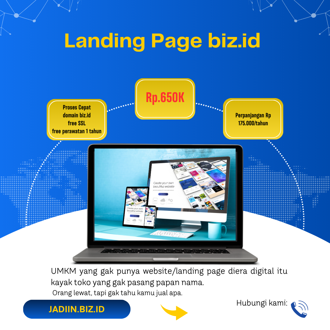 Landing page biz.id shared hosting